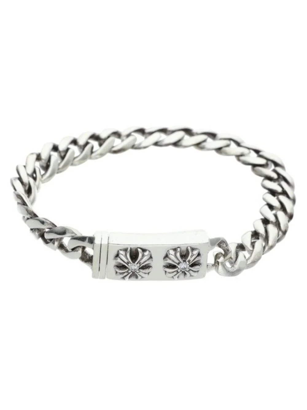 Chrome Hearts ID Mini Chx Dia Mini ID Chx Diamond Silver Bracelet